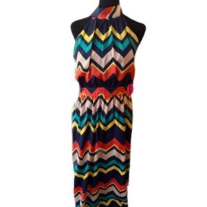 Colorful Chevron Halter Maxi Dress